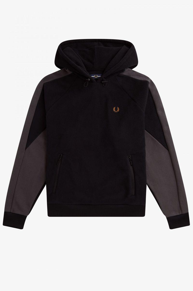 Black Fred Perry Panelled Hooded Women's Sweatshirts | PH 2008EBCX